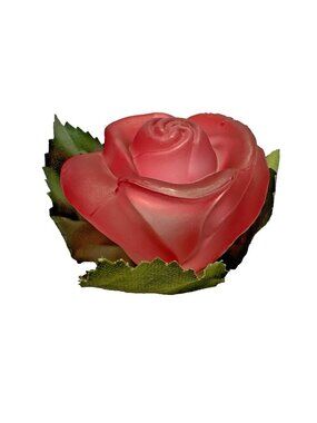 Vintage Old World Christmas Glass Red Rose Light Cover With Silk Leaves & O-Ring